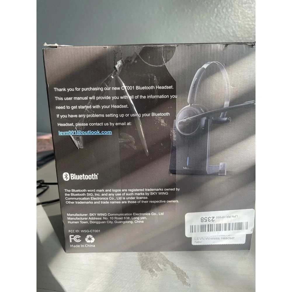 LEVN CT001 Wireless Headset with Microphone for Call Center/Office/Work